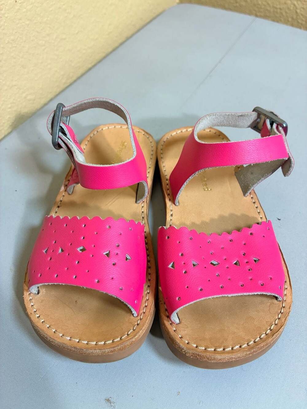 Freshly Picked Pink Perforated Leather Laguna Sandals Toddler Size 6